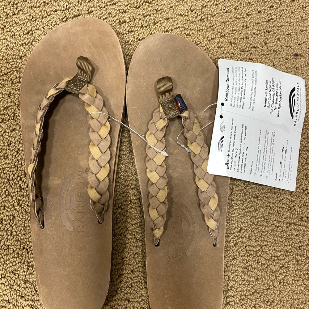 NWT Rainbow Braided Flip Flops